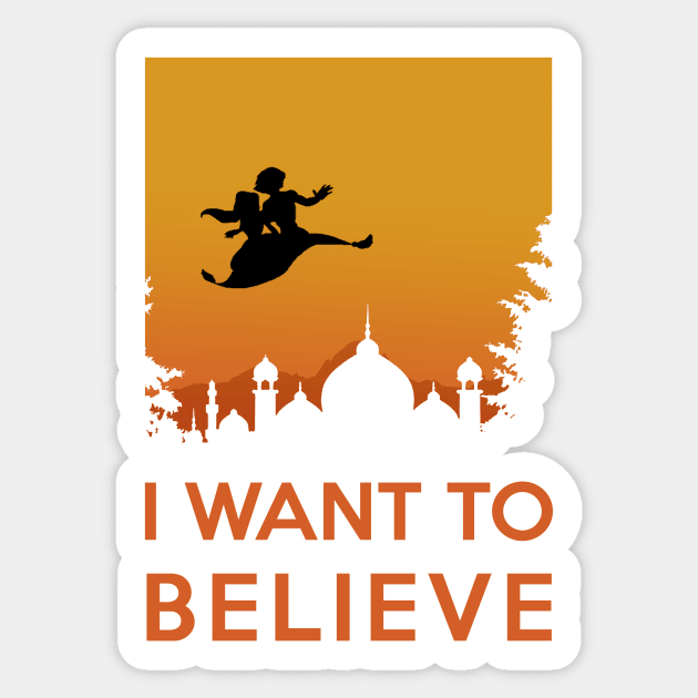 I want to believe - Aladdin flying carpet in the Orient Sticker by Quentin1984